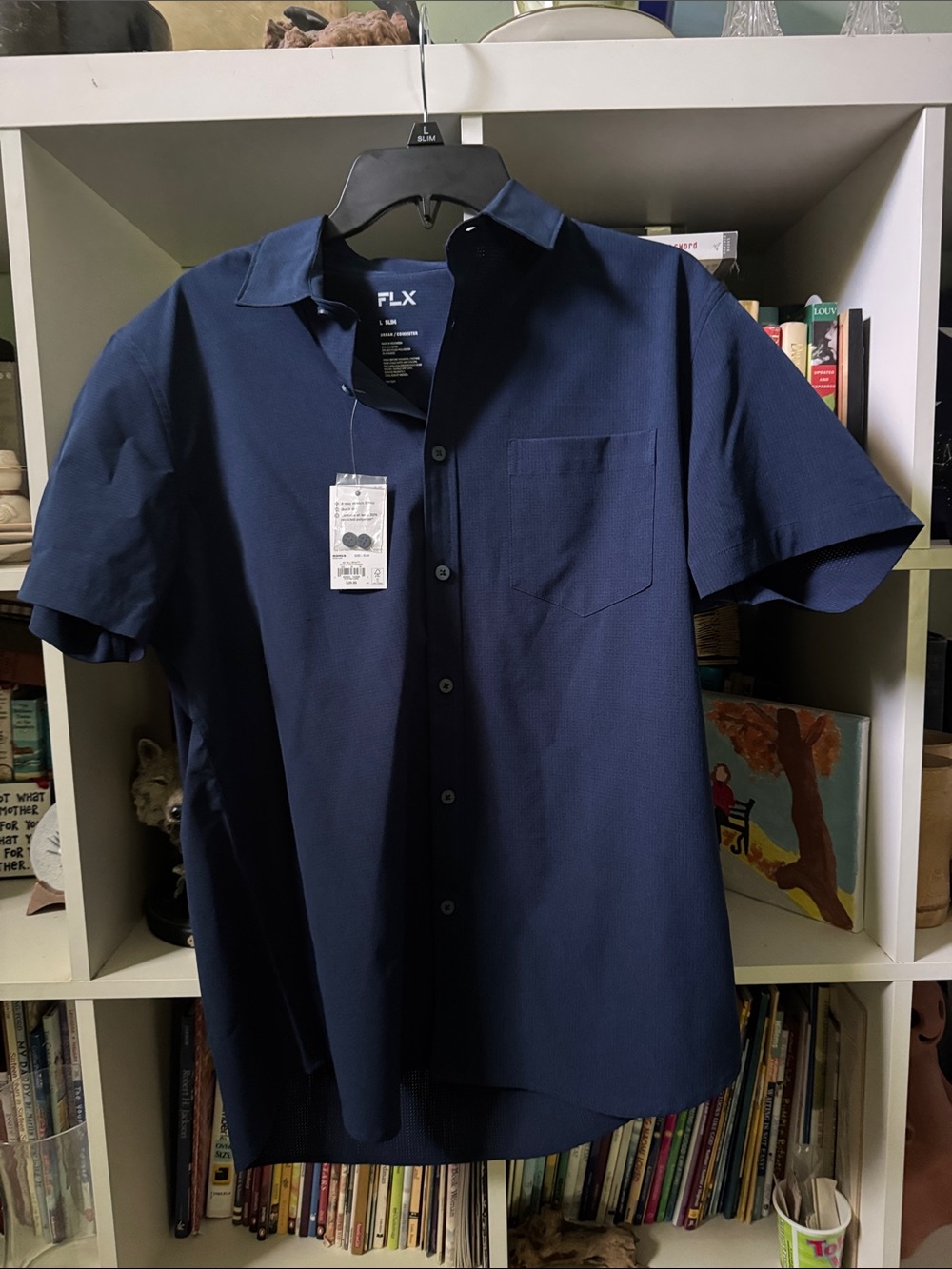 Men’s FLX Short-Sleeve Navy Button- Down Shirt NWT #2